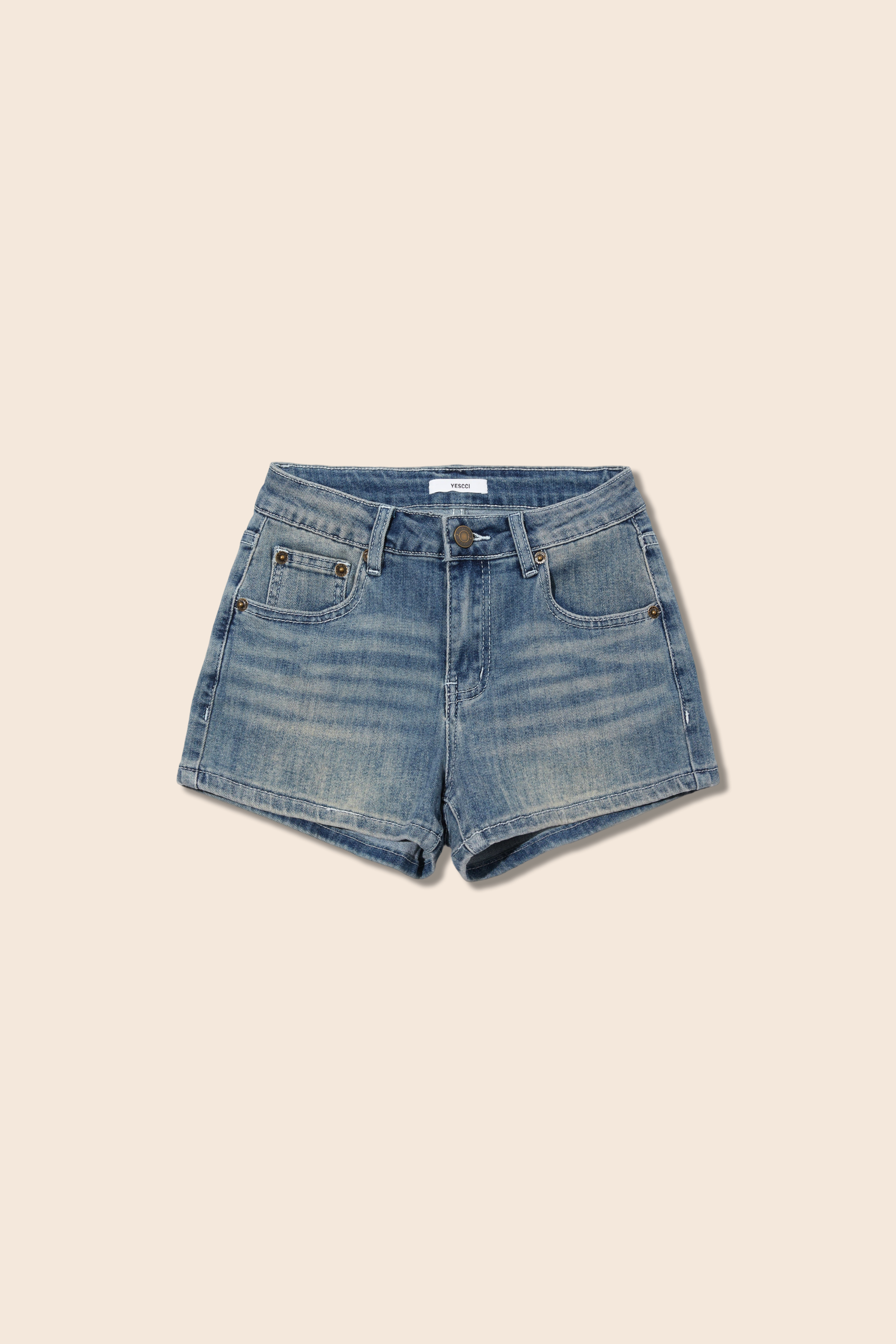 Star Print Pocket Denim Shorts|yescci