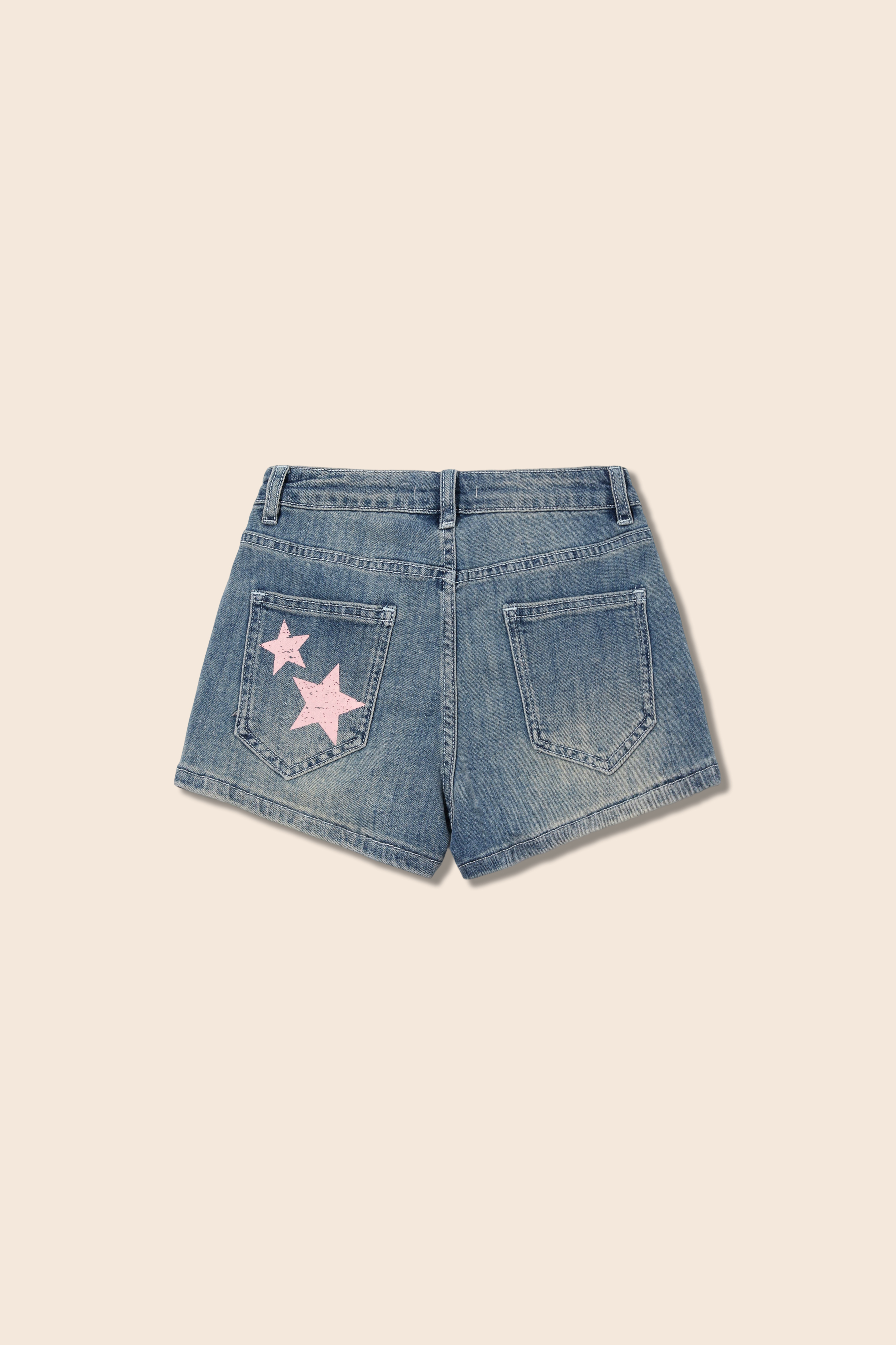 Star Print Pocket Denim Shorts|yescci