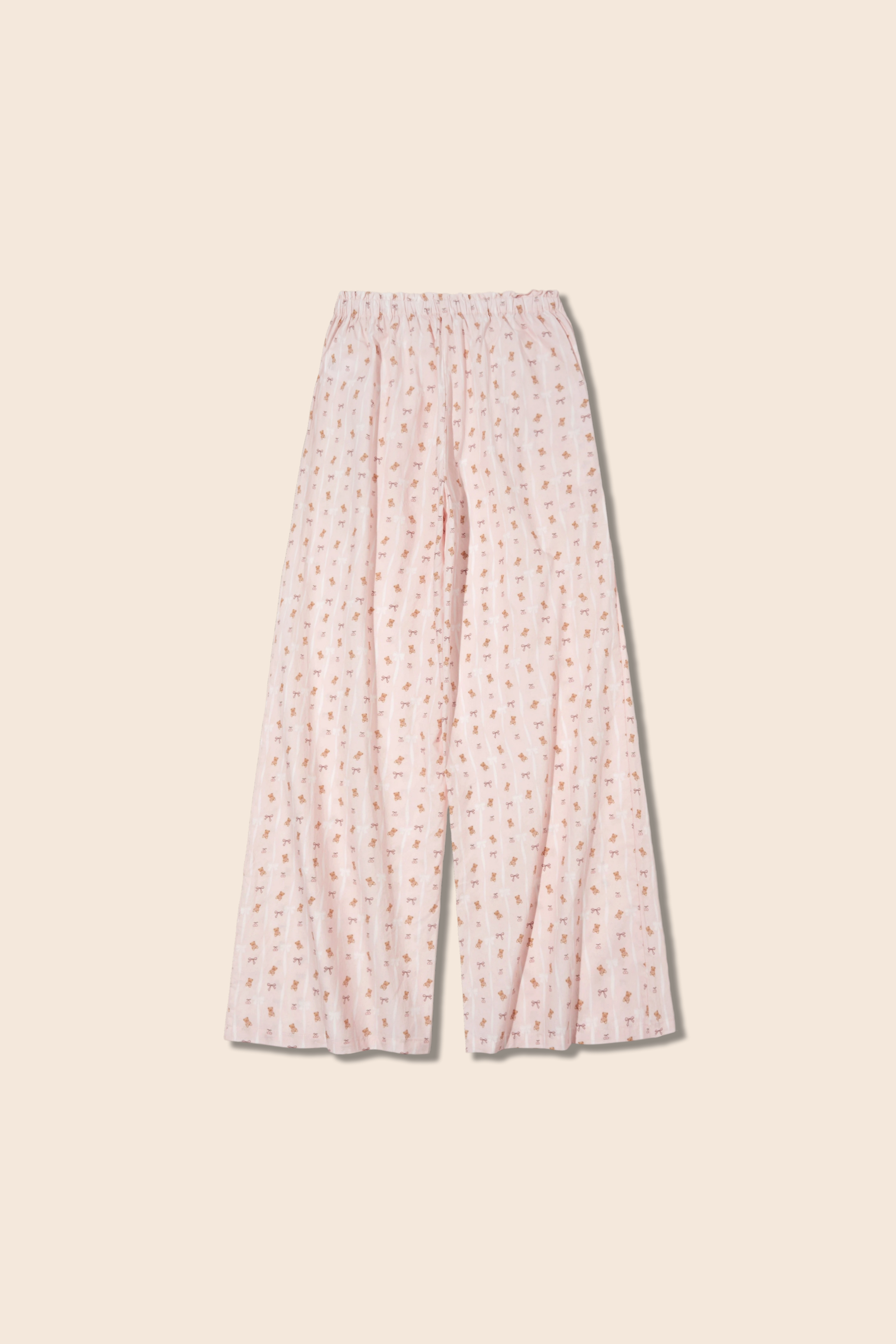 Teddy Bear Print Wide Leg Pants|yescci