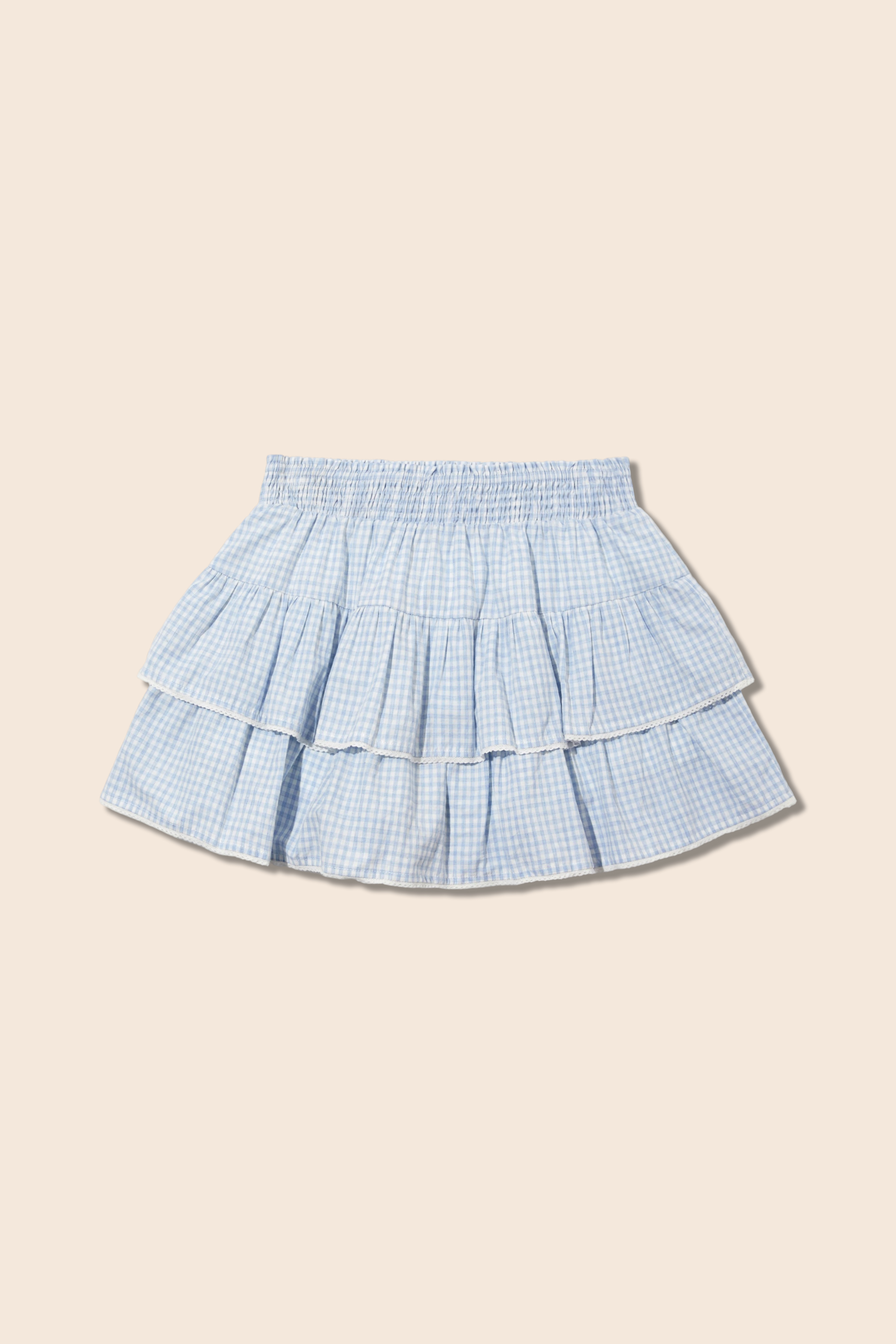 Elastic Waist Gingham Check Tiered Skirt|yescci