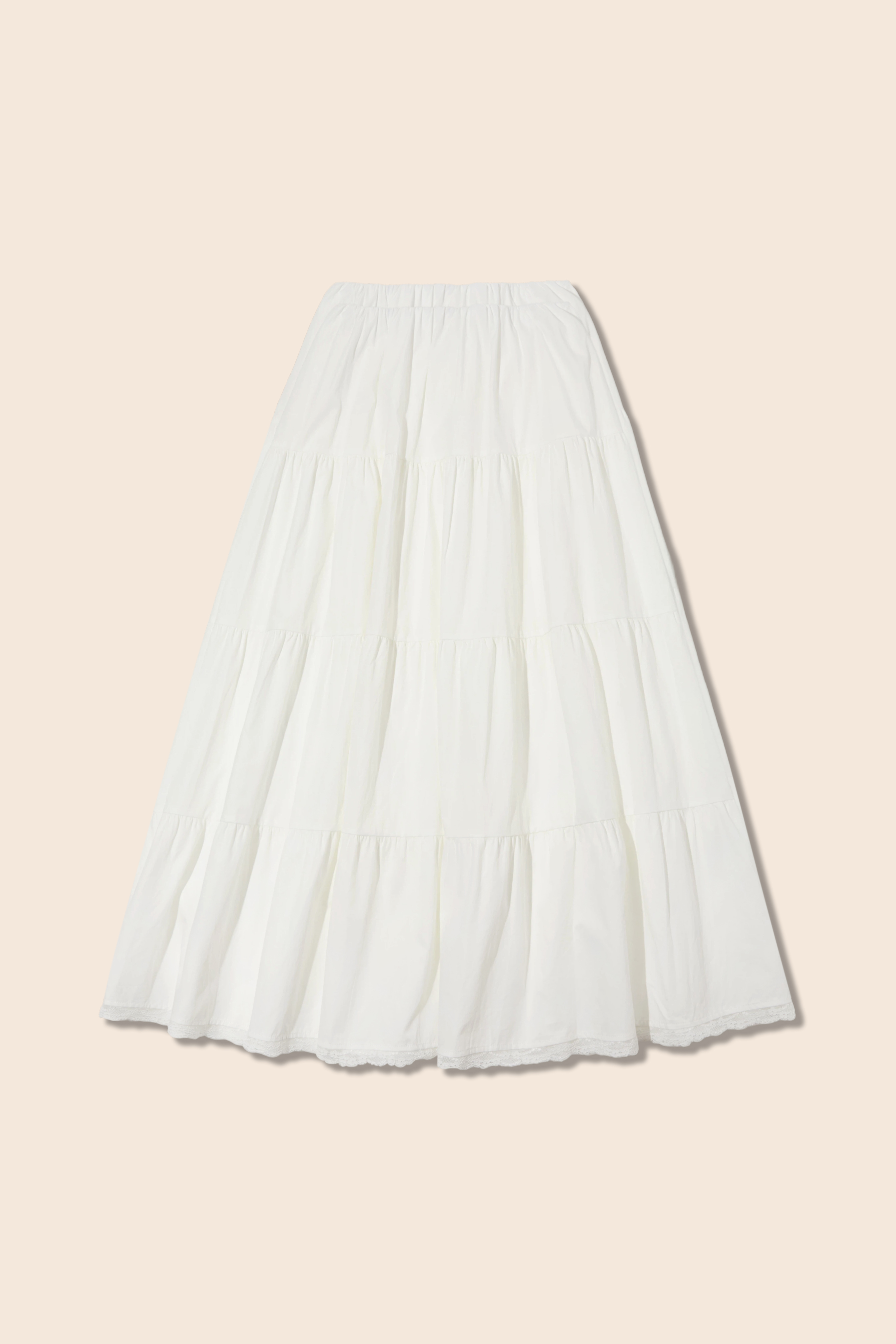 Tiered Lace Hem Maxi Skirt|yescci