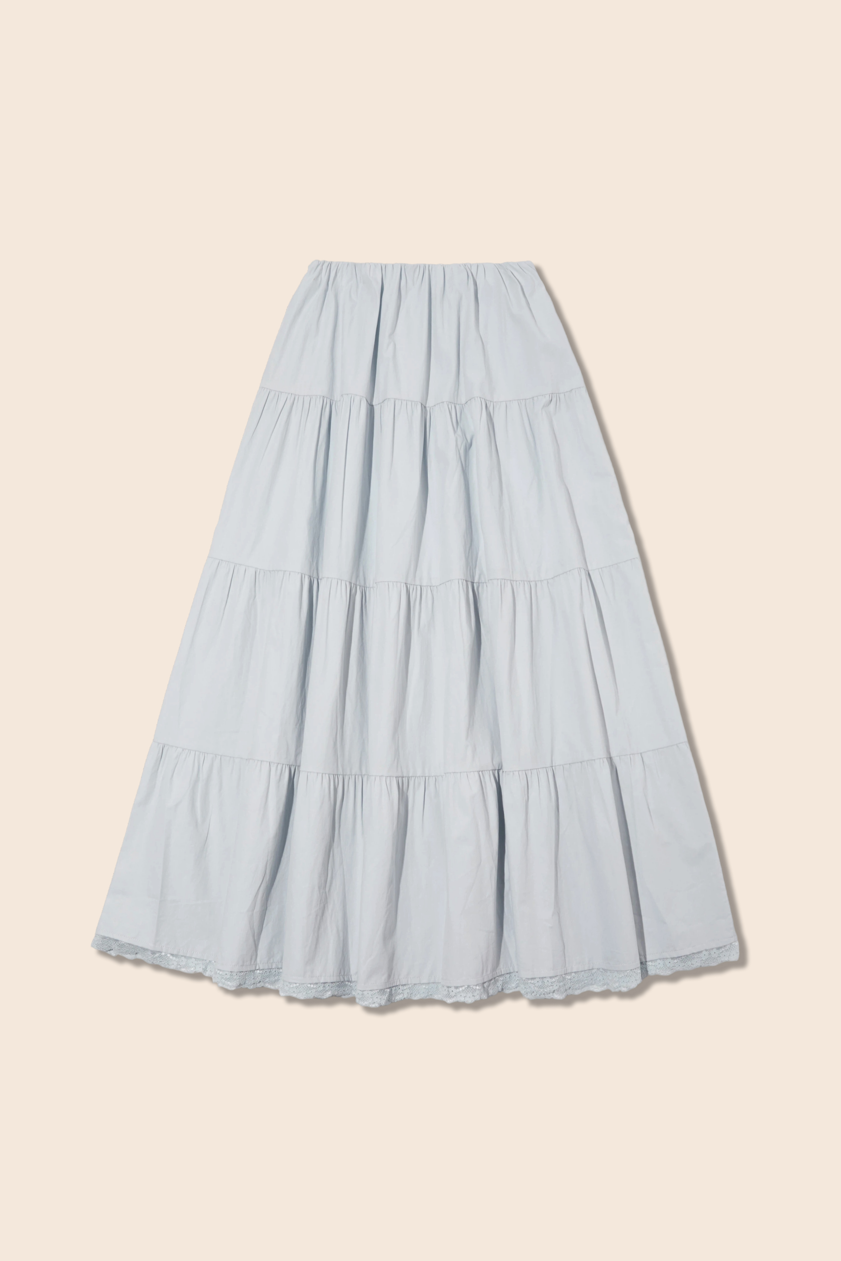 Tiered Lace Hem Maxi Skirt|yescci