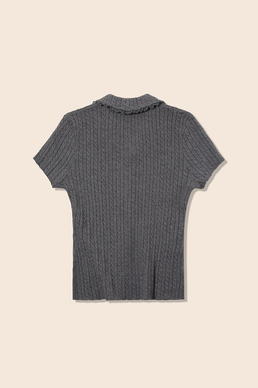Lace Trim Collared Knit Cardigan|yescci-YESCCI.com