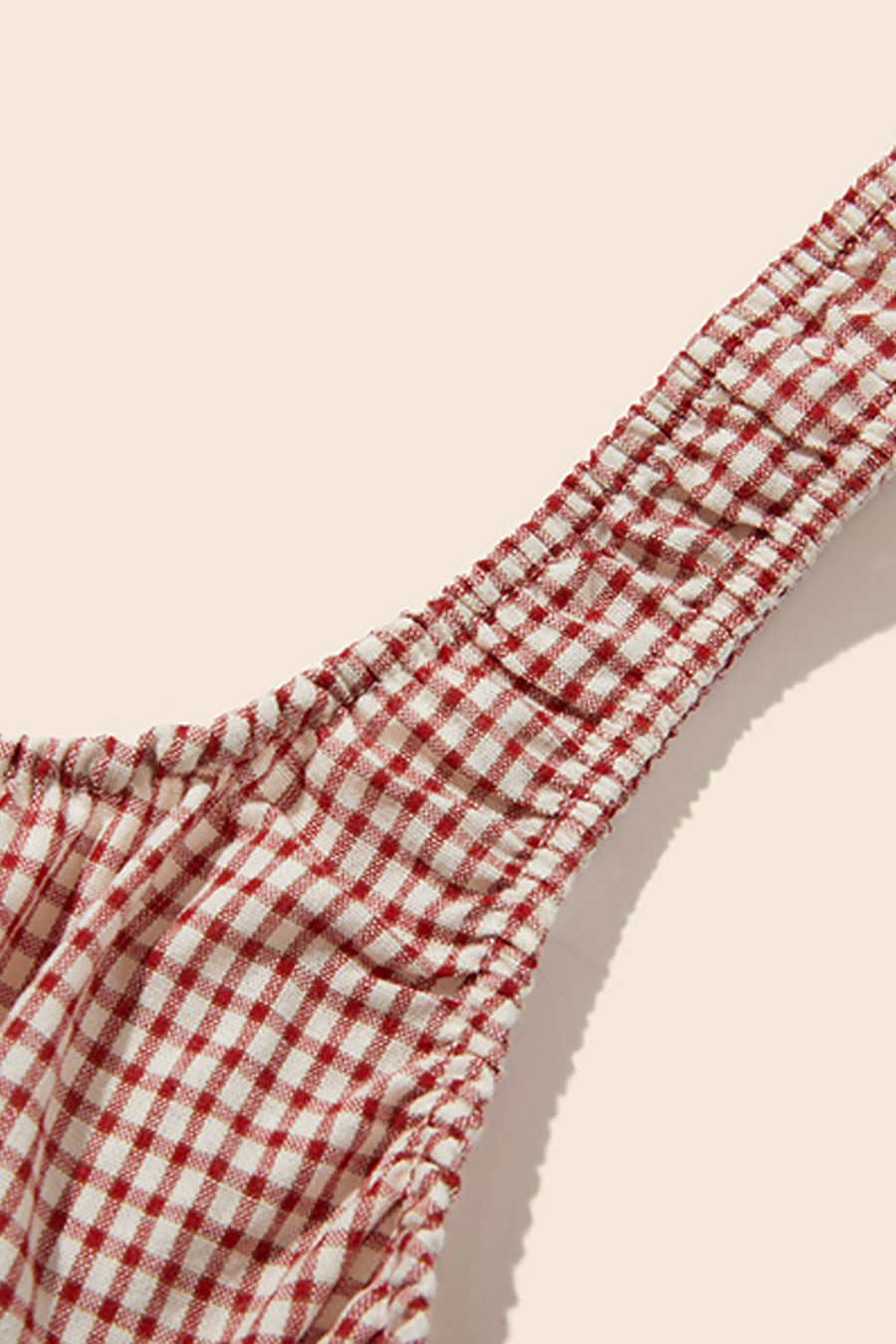 Square Neck Gingham Bustier Cami|yescci-YESCCI.com