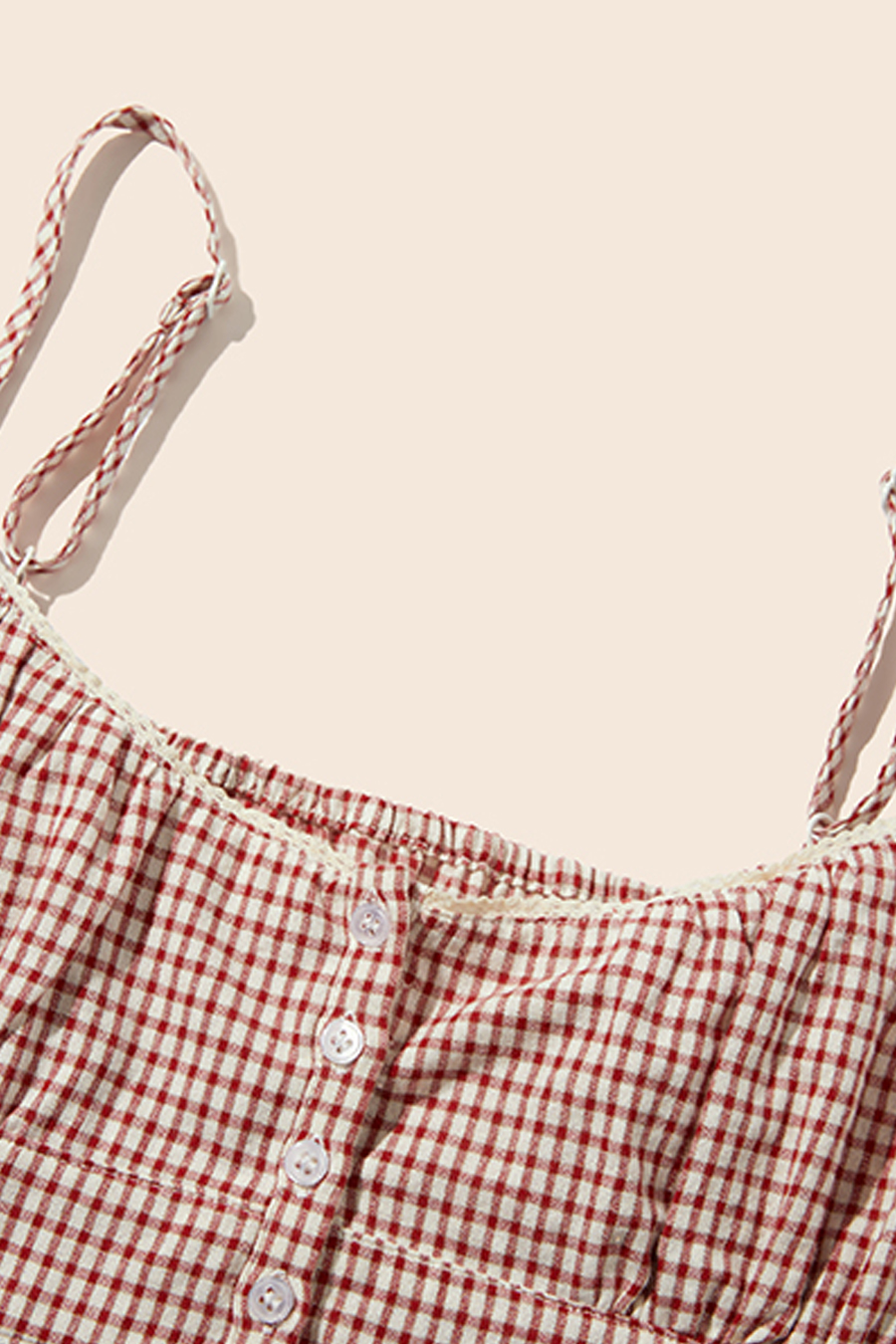 Gingham Peplum Cami Top|yescci-YESCCI.com