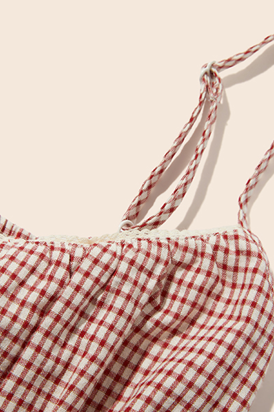 Gingham Peplum Cami Top|yescci-YESCCI.com