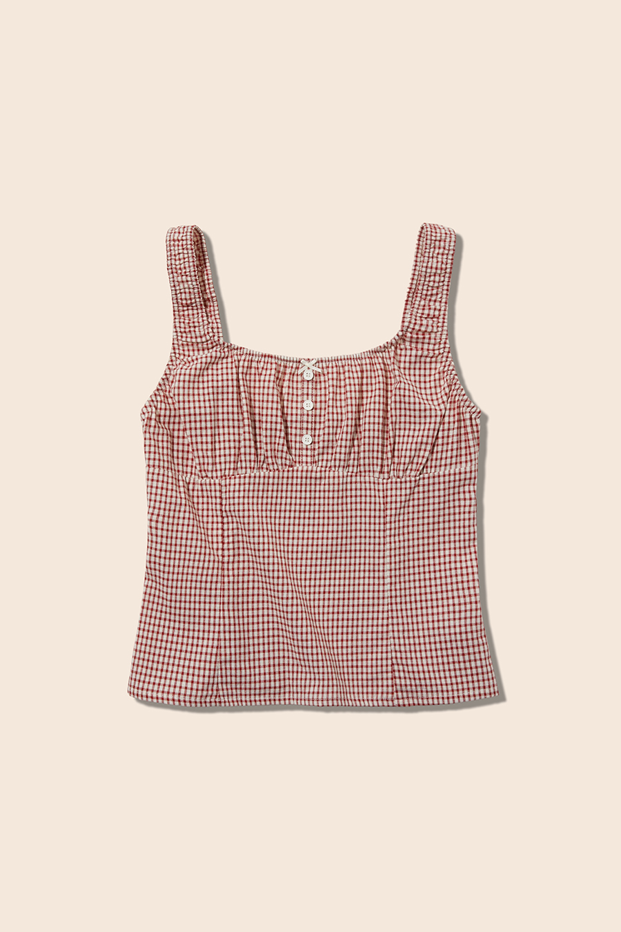 Square Neck Gingham Bustier Cami|yescci-YESCCI.com