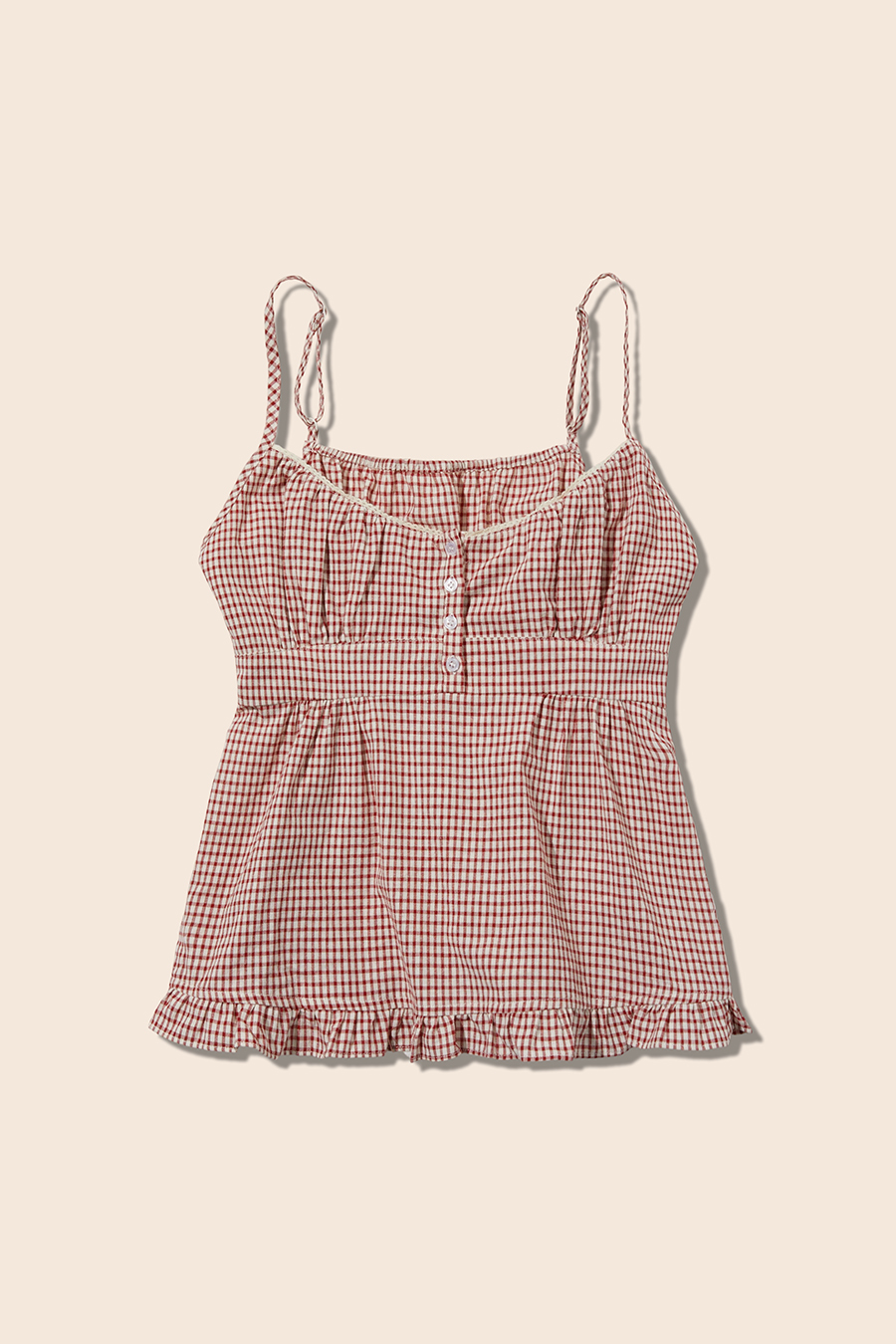 Gingham Peplum Cami Top|yescci-YESCCI.com