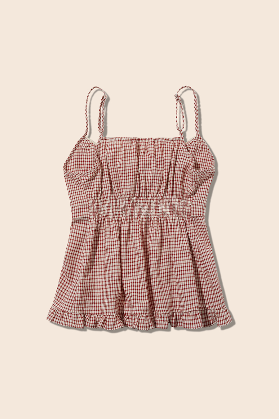 Gingham Peplum Cami Top|yescci-YESCCI.com