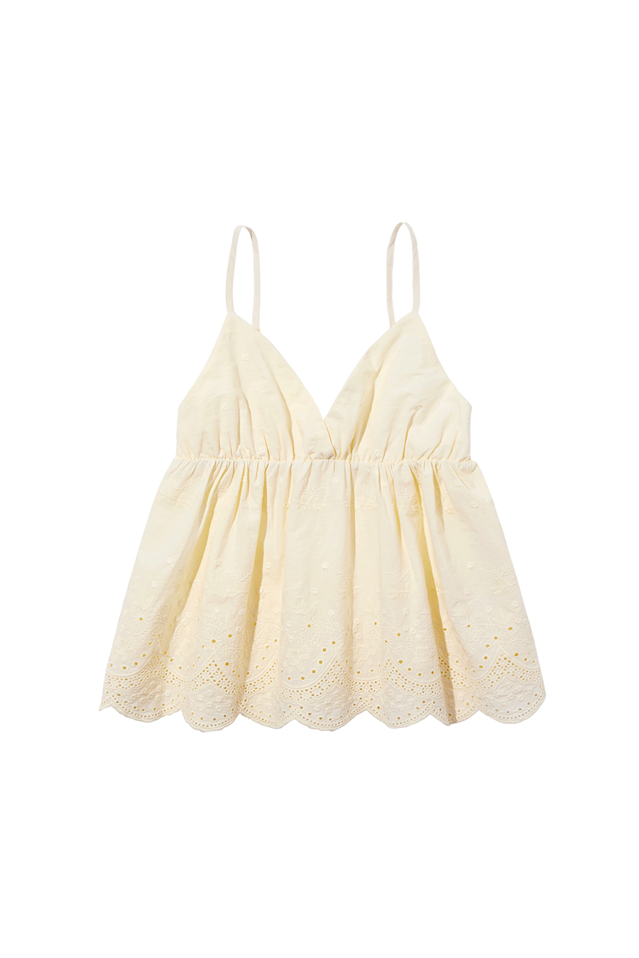 Casual Eyelet Trim Peplum Cami|yescci