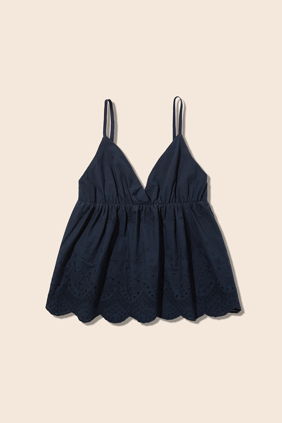 Casual Eyelet Trim Peplum Cami|yescci