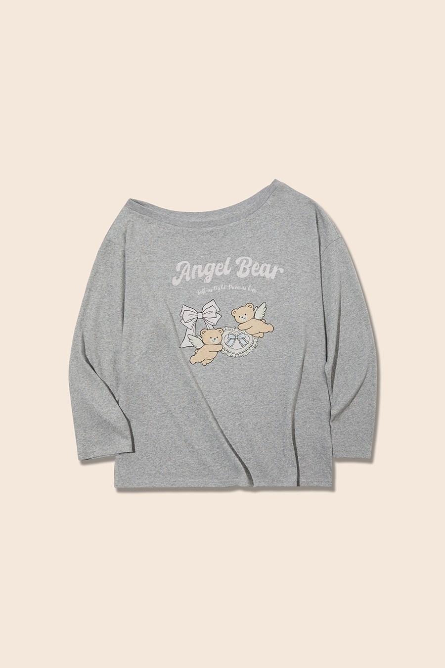 Angel Bear Print Off-Shoulder Top|yescci