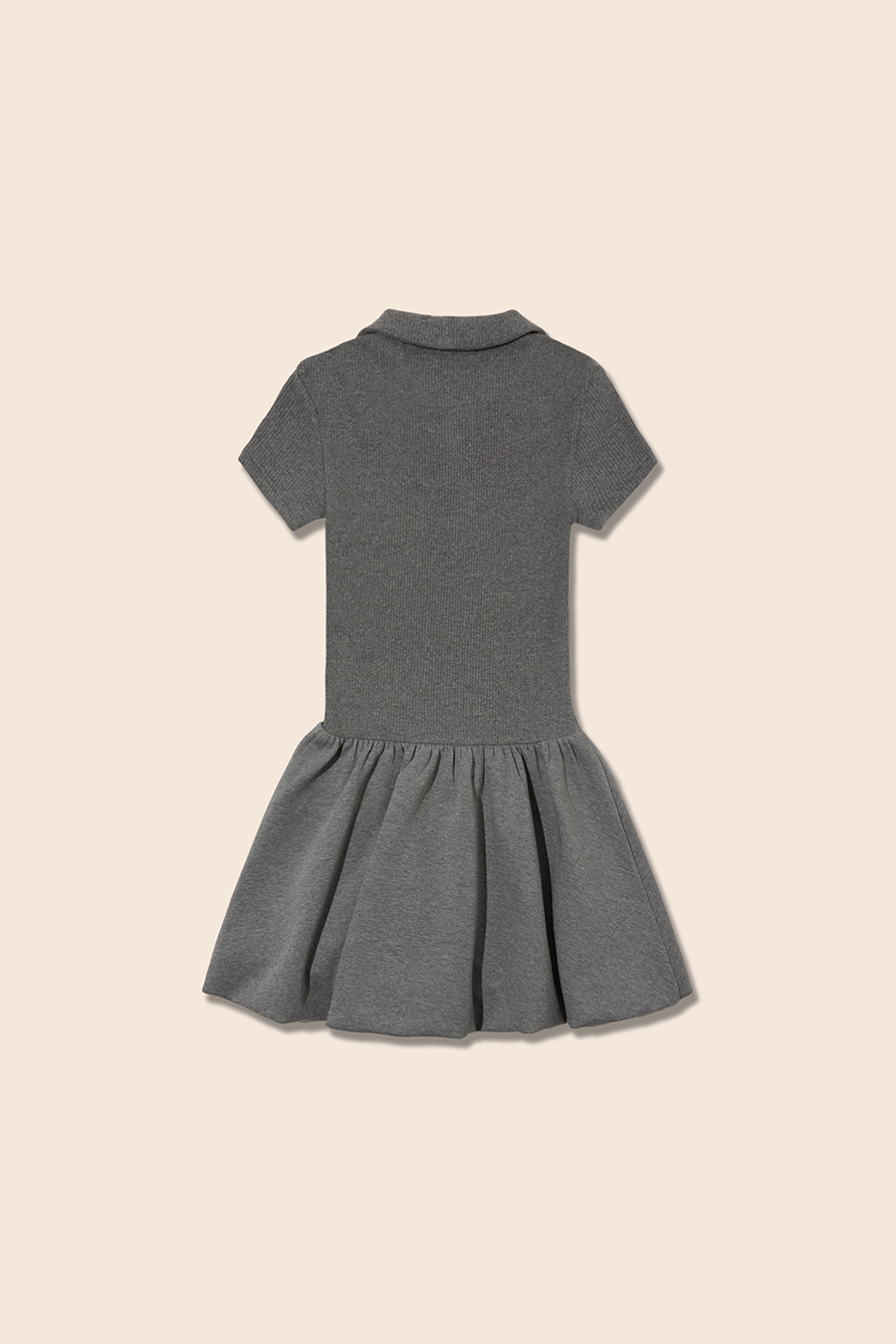 Buttoned Polo Flare Dress|yescci