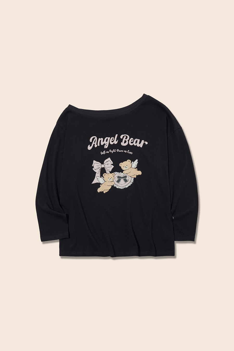 Angel Bear Print Off-Shoulder Top|yescci