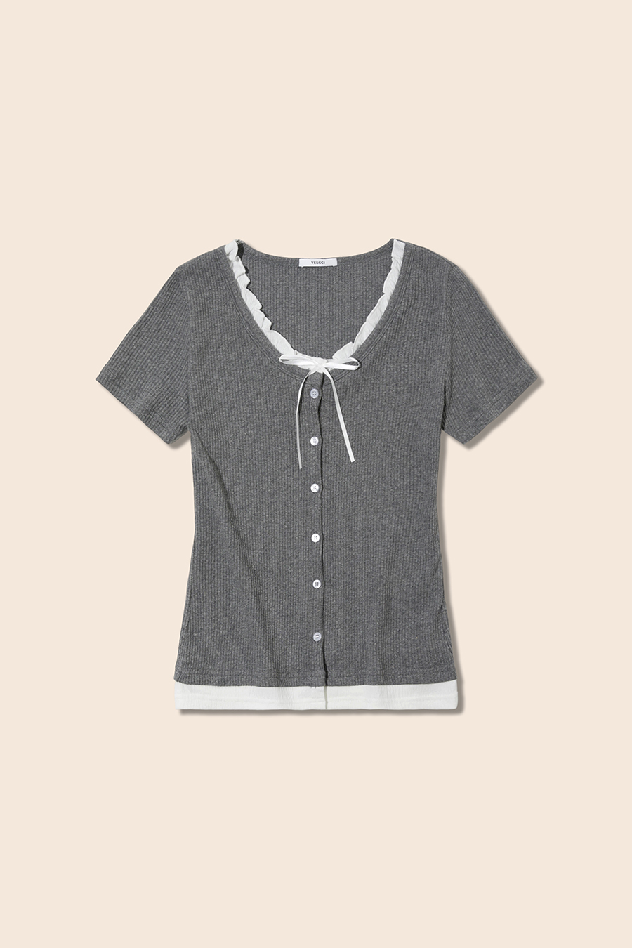 Tie Front Ribbed Top|yescci