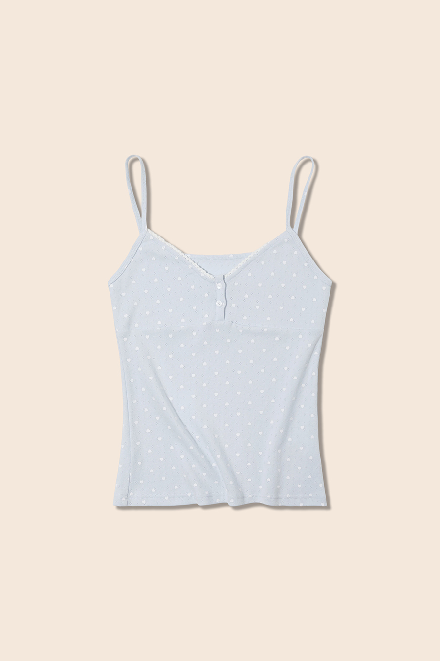 Coquette Lace Trim Heart Print Cami|yescci-YESCCI.com