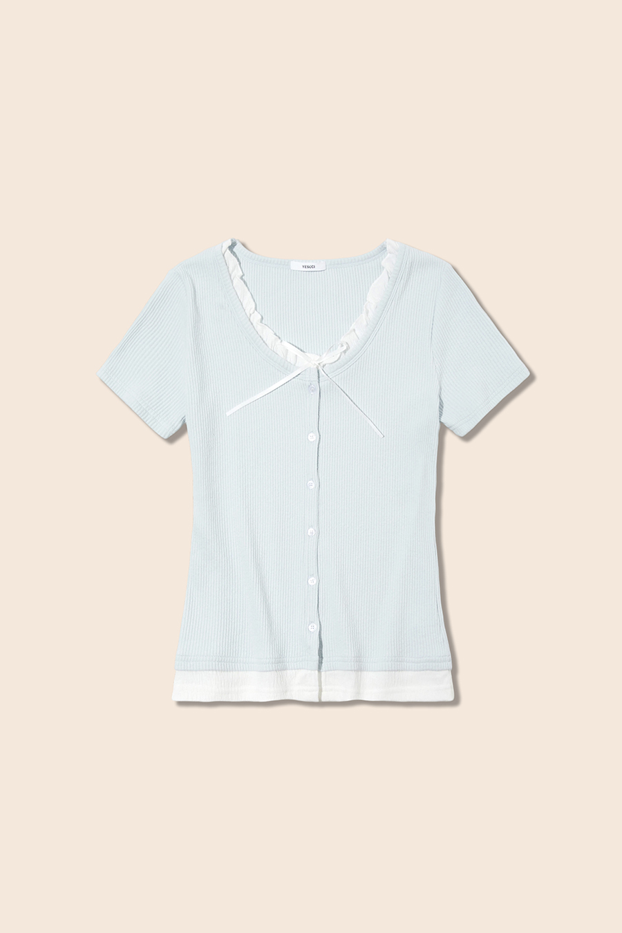 Tie Front Ribbed Top|yescci