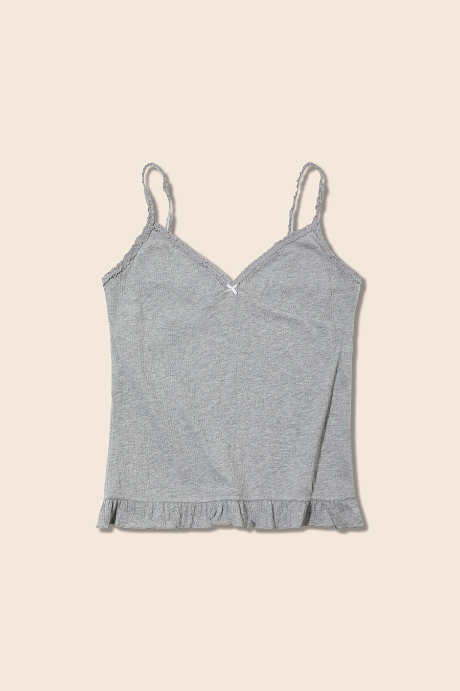 Lace Trim Ruffle Hem V-Neck Cami|yescci-YESCCI.com