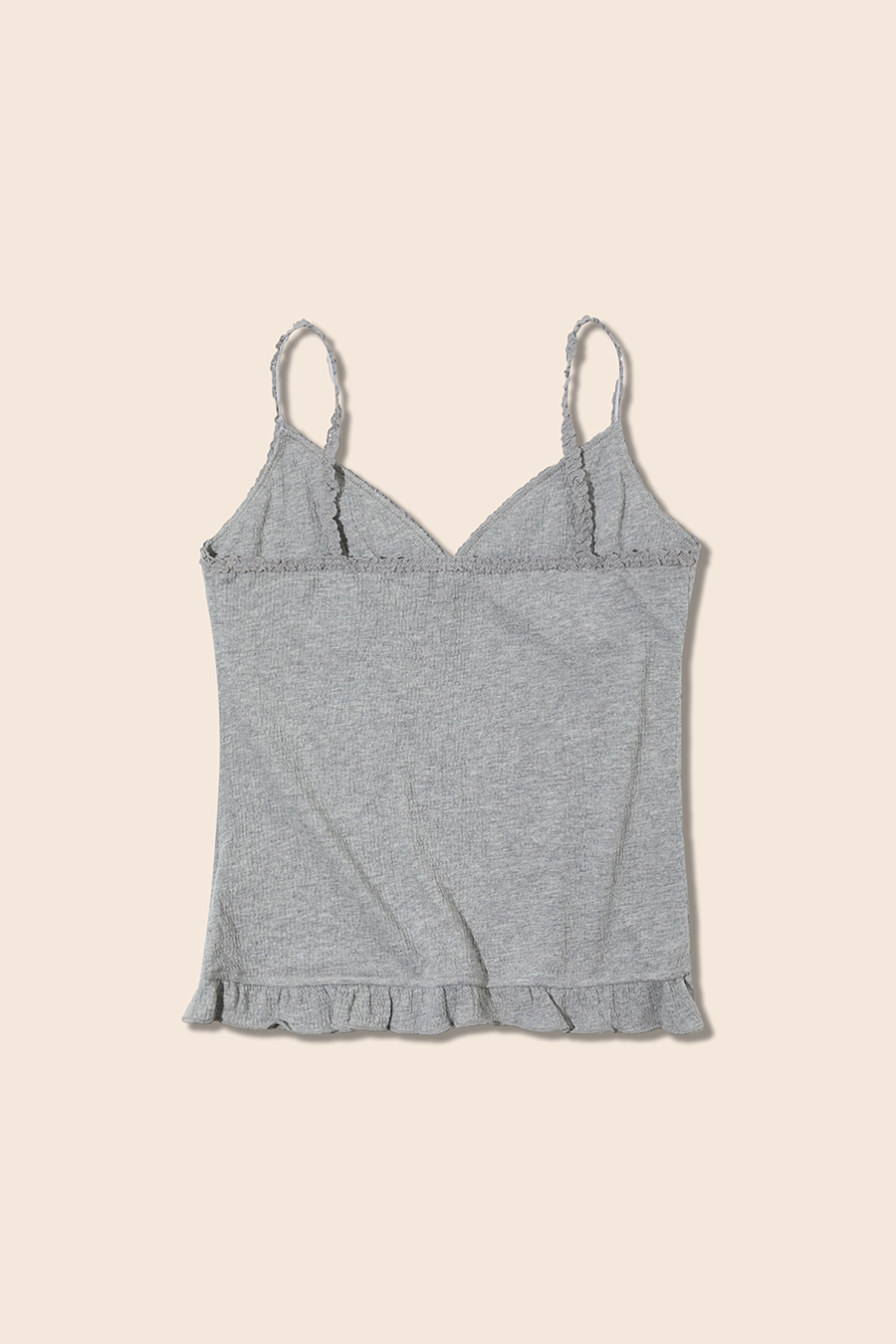 Lace Trim Ruffle Hem V-Neck Cami|yescci-YESCCI.com