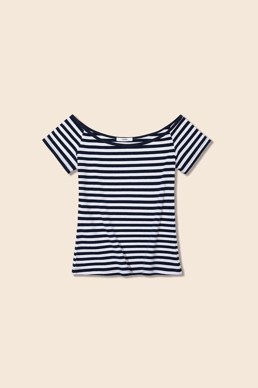 Striped Off-Shoulder Tee|yescci