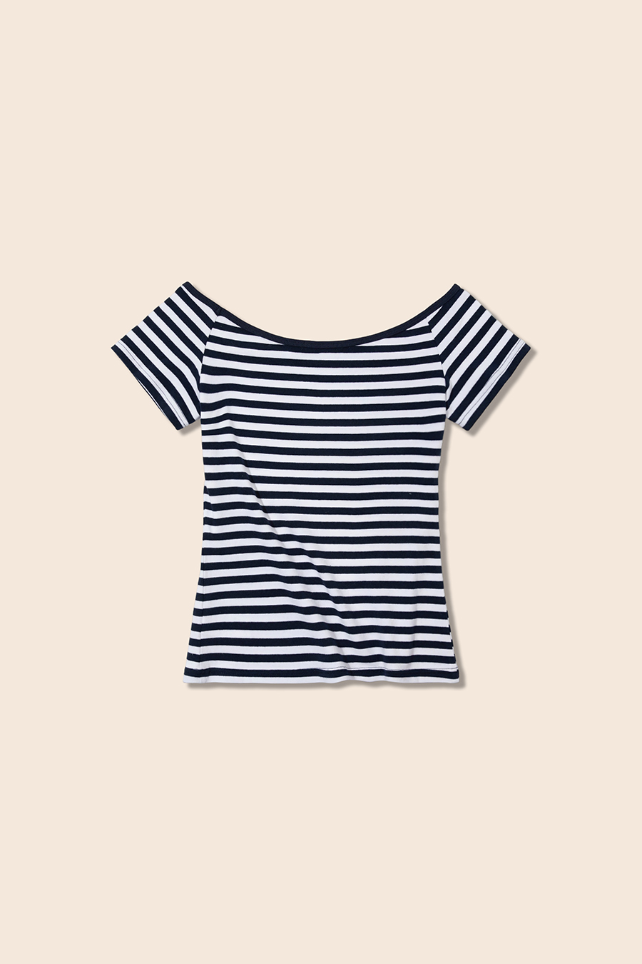 Striped Off-Shoulder Tee|yescci