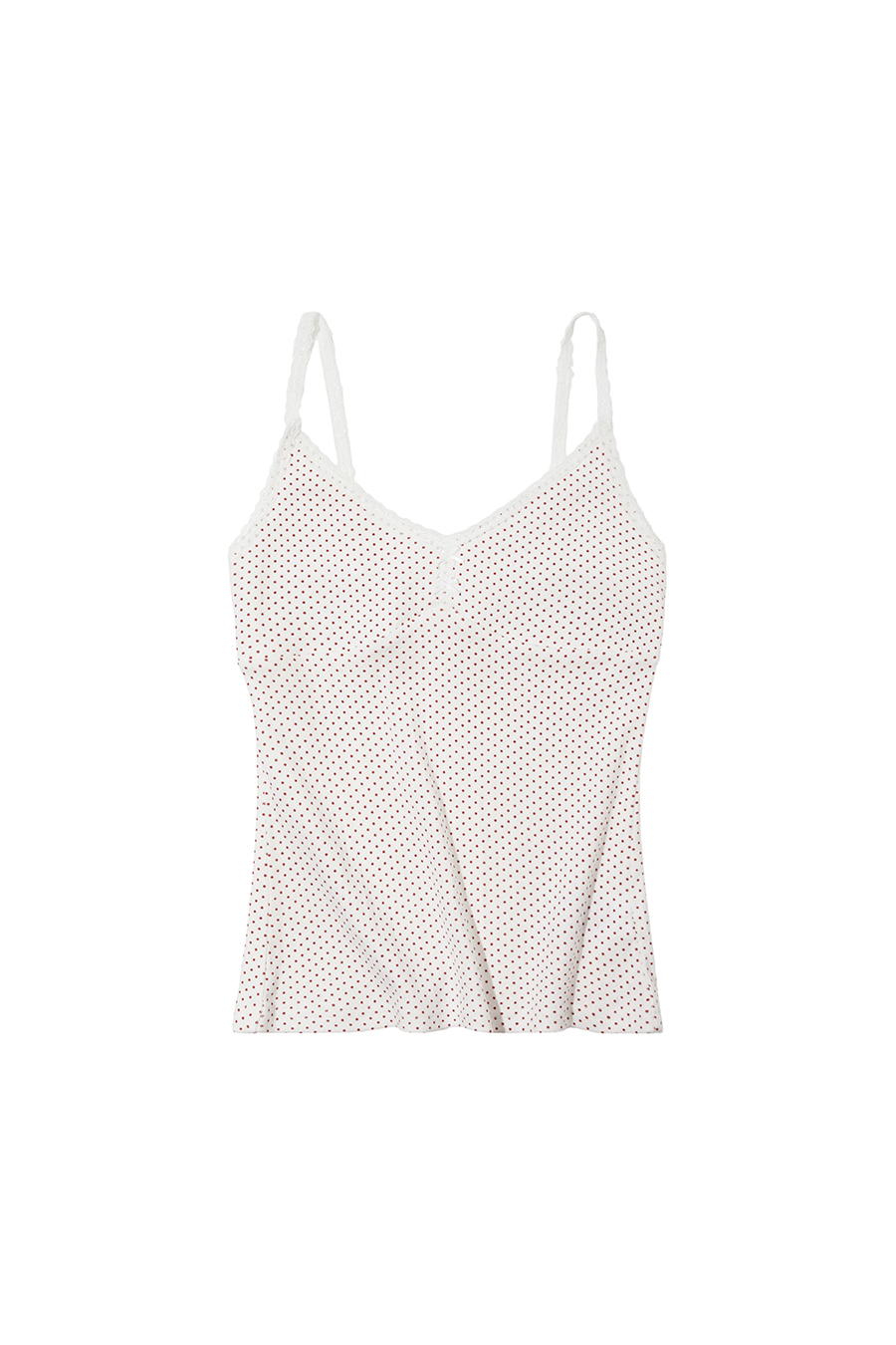 Lace Trim Polka Dot Cami|yescci