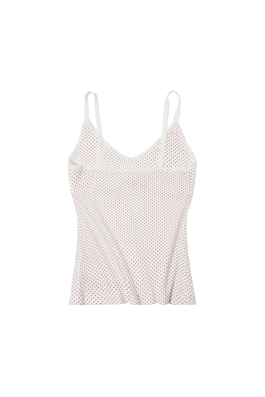 Lace Trim Polka Dot Cami|yescci