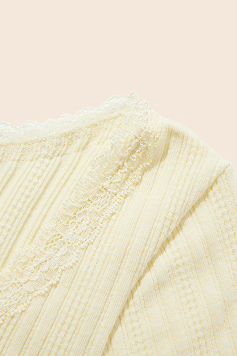 Lace Trim Knit Top|yescci-YESCCI.com