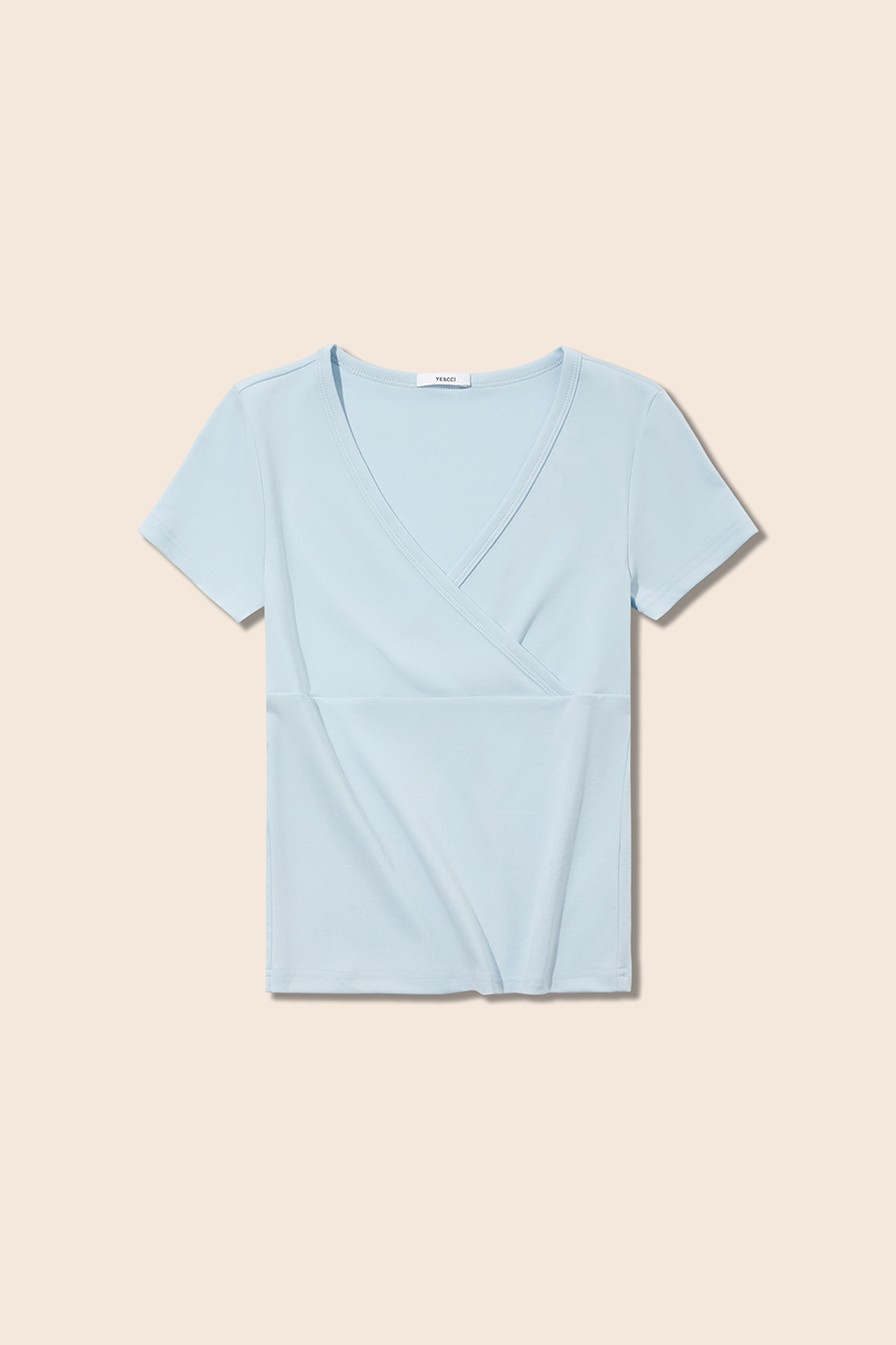 V-Neck Basic Short Sleeve Top|yescci