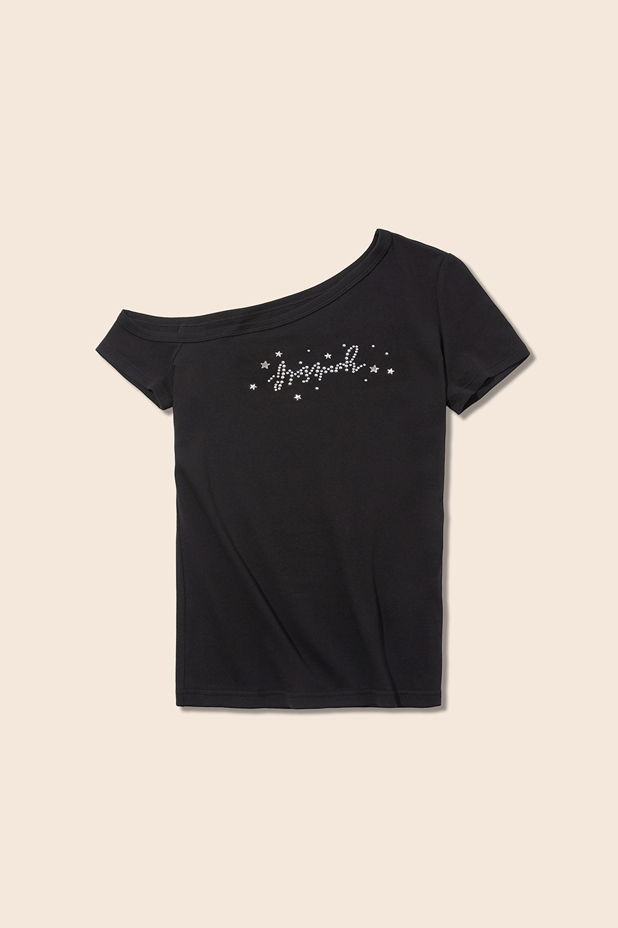 Fitted Off-Shoulder Graphic Tee|yescci-YESCCI.com