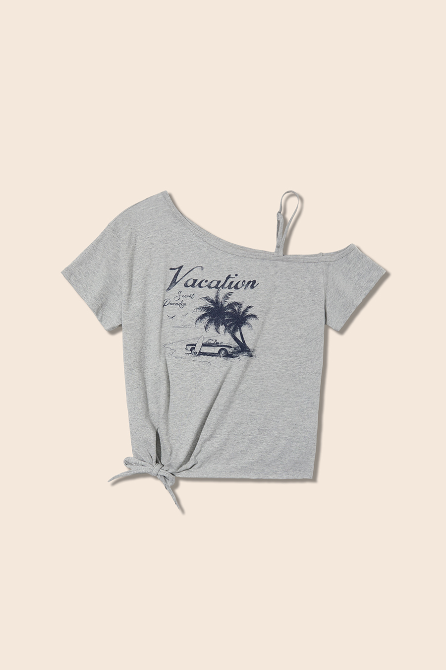 Vacation Print Asymmetrical Tee|yescci