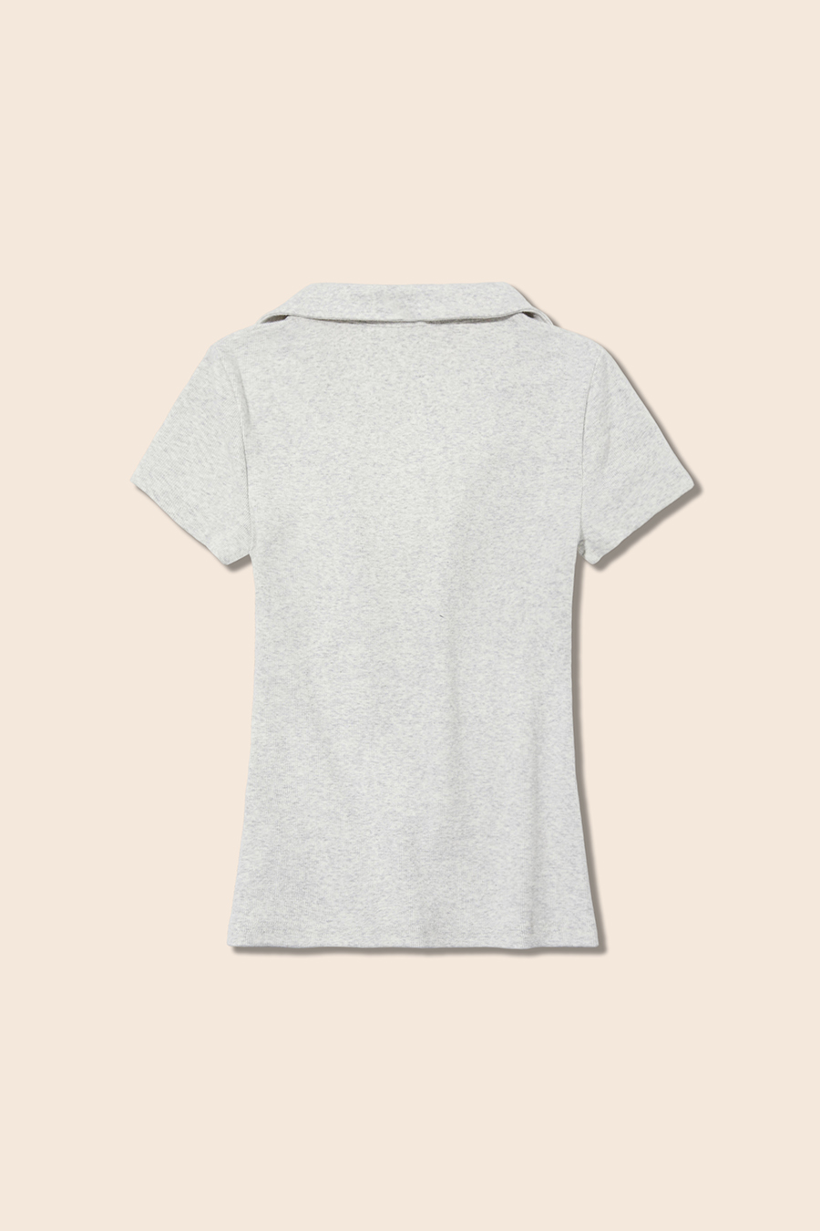 Button Placket Ribbed Polo Tee|yescci-YESCCI.com