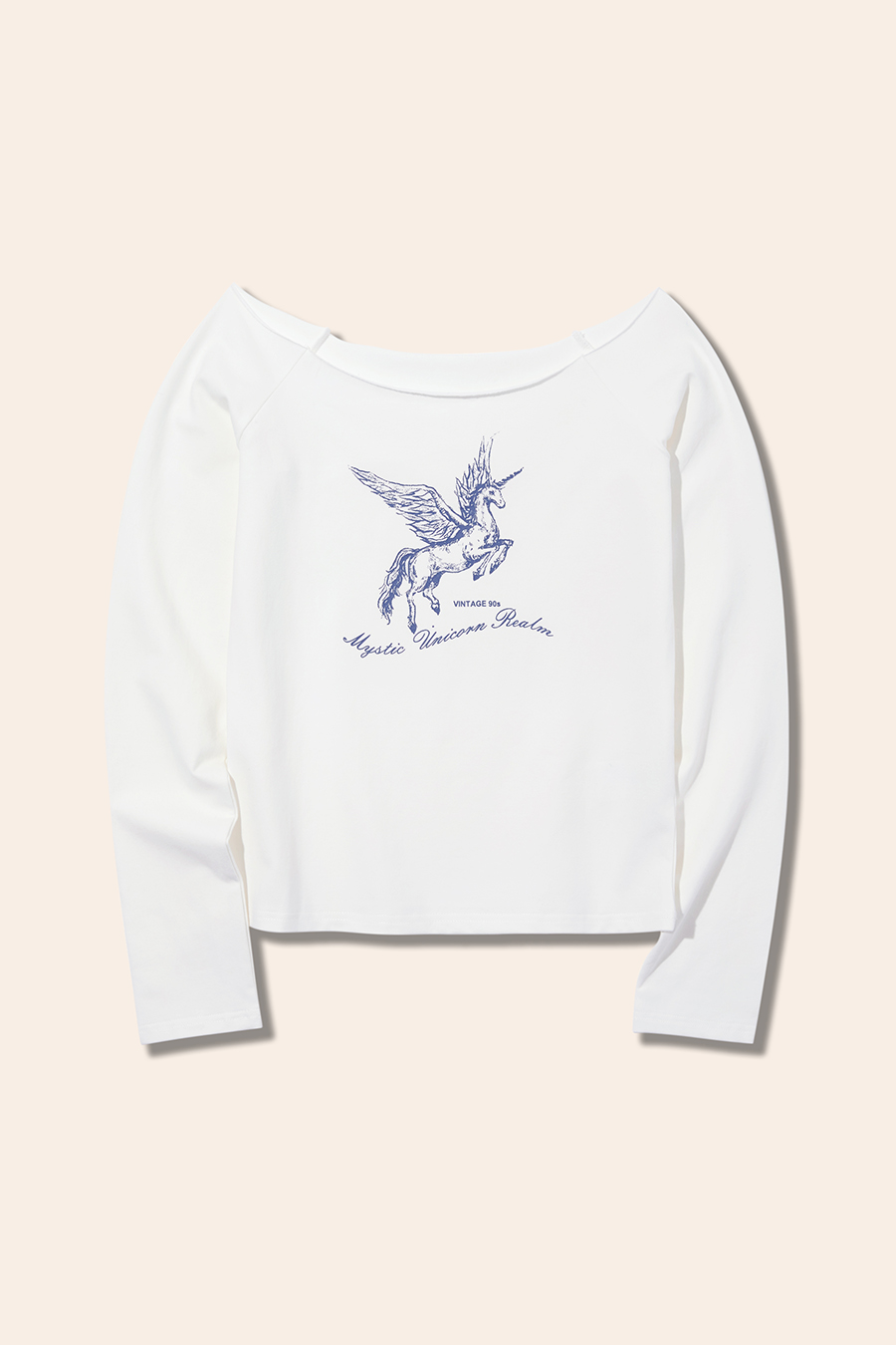 Pegasus Print Off-Shoulder T-Shirt|yescci-YESCCI.com