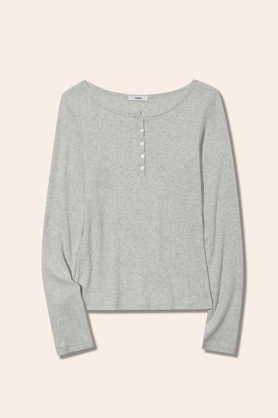 Henley Neck Long Sleeve Top|yescci-YESCCI.com