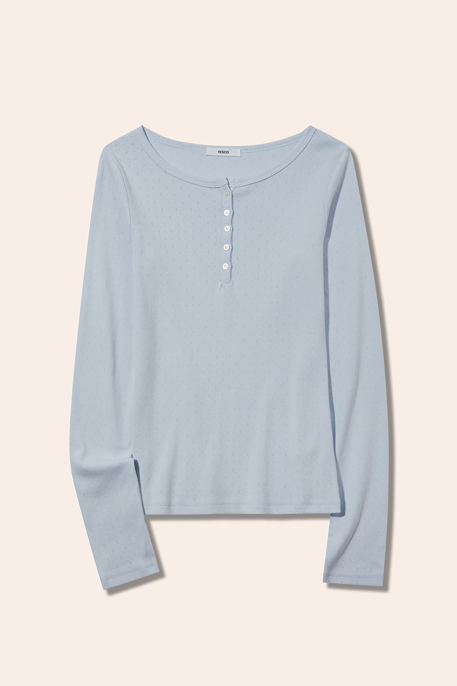 Henley Neck Long Sleeve Top|yescci-YESCCI.com