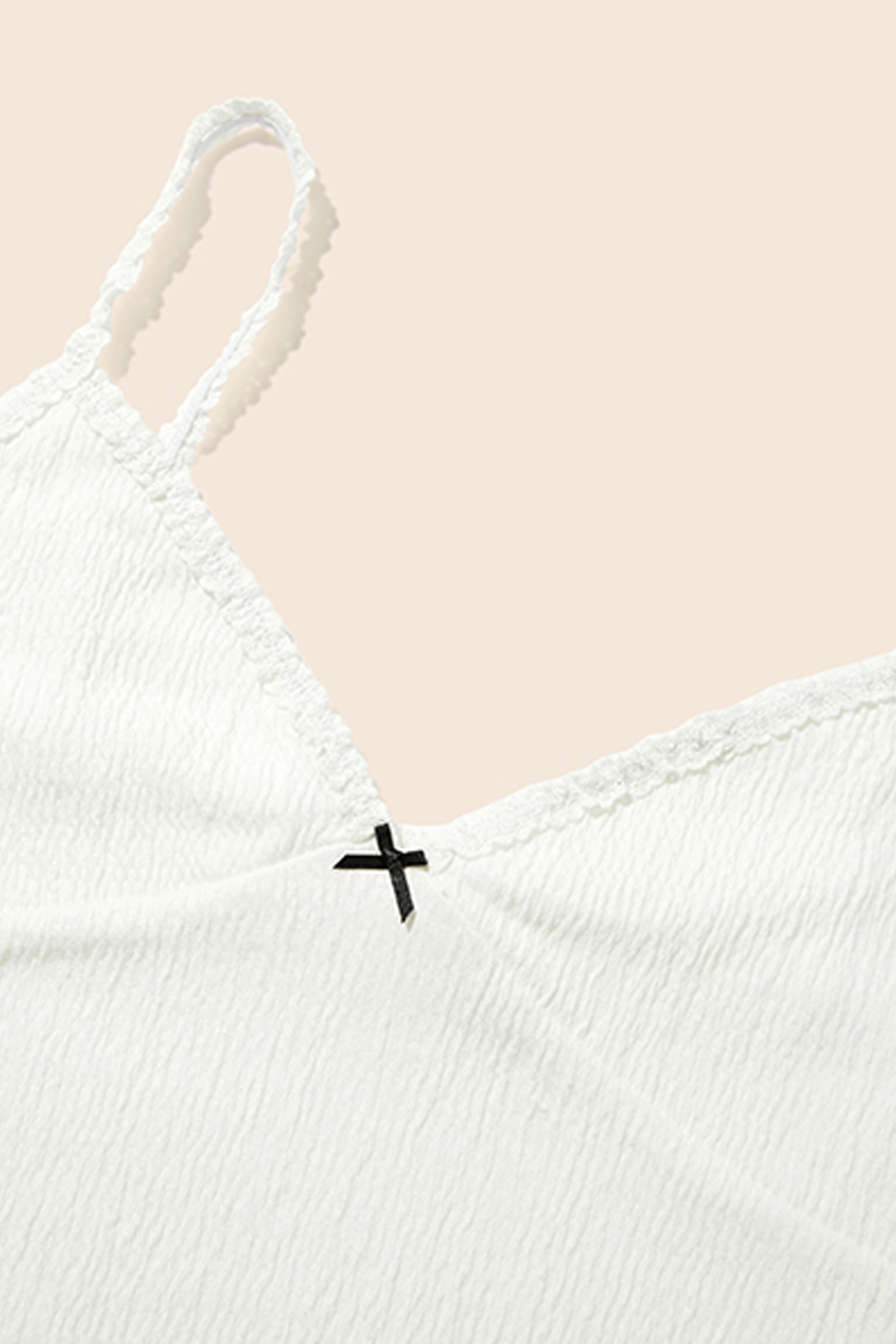 Lace Trim Ruffle Hem V-Neck Cami|yescci-YESCCI.com