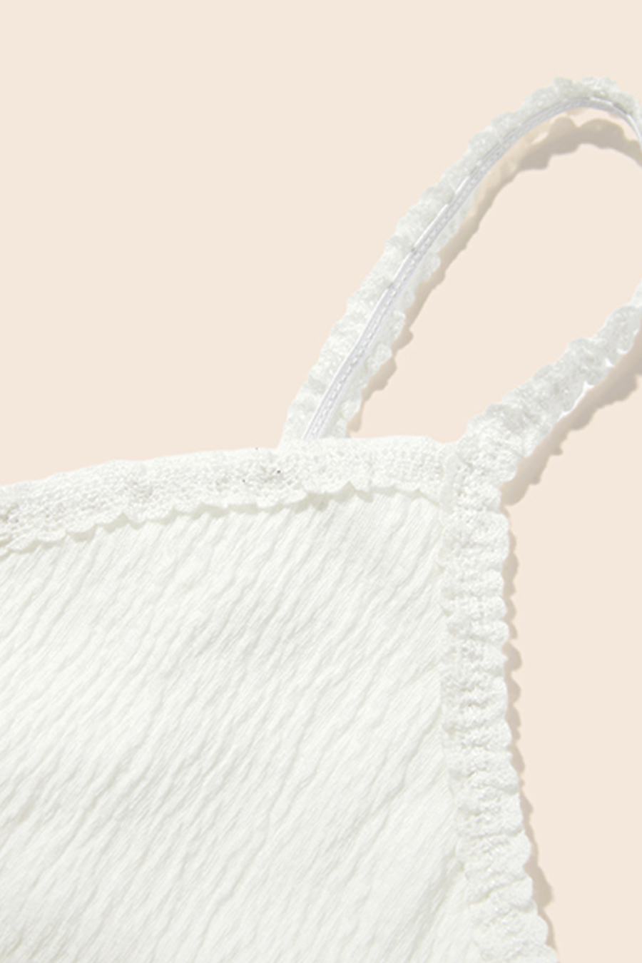 Lace Trim Ruffle Hem V-Neck Cami|yescci-YESCCI.com