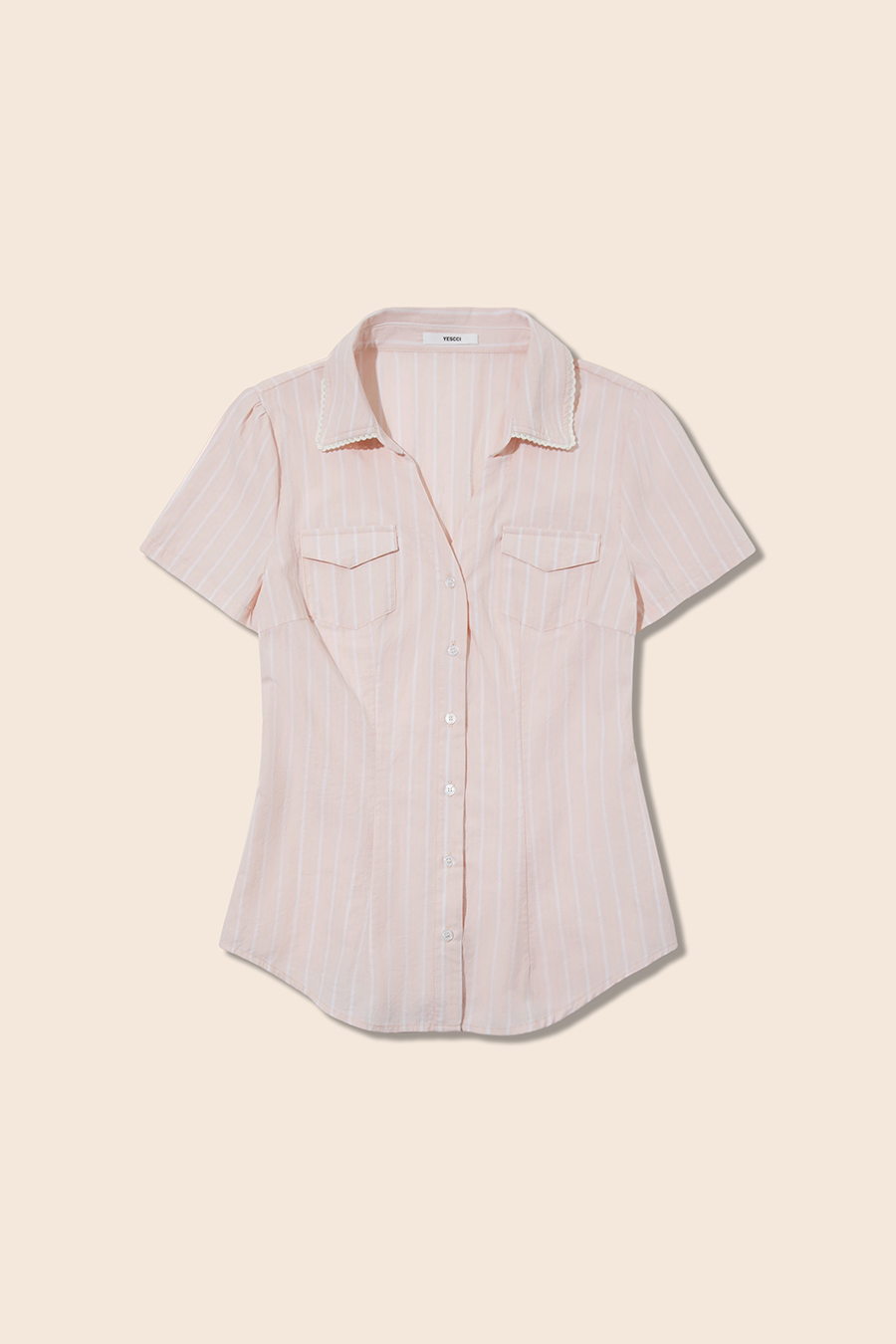 Casual Striped Short Sleeve Blouse|yescci-YESCCI.com