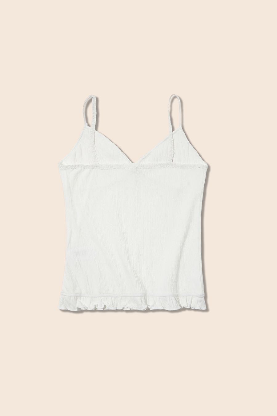 Lace Trim Ruffle Hem V-Neck Cami|yescci-YESCCI.com