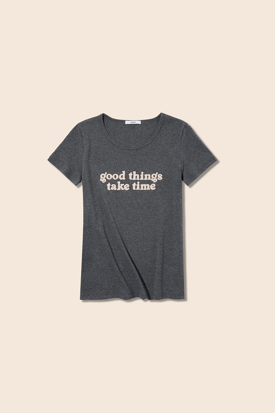 U-Neck Letter Print Short Sleeve Tee|yescci
