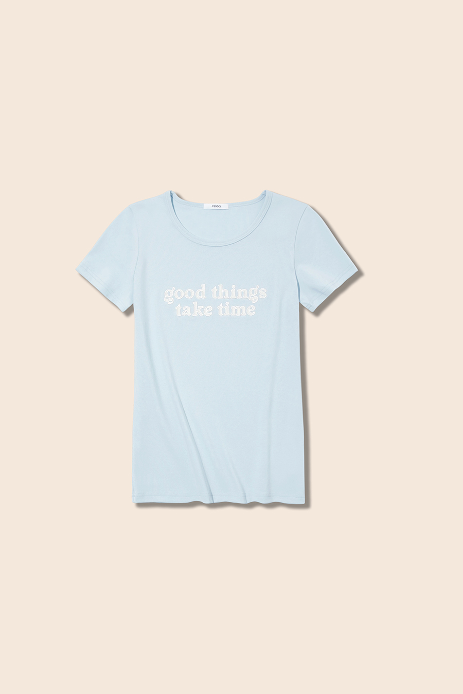 U-Neck Letter Print Short Sleeve Tee|yescci