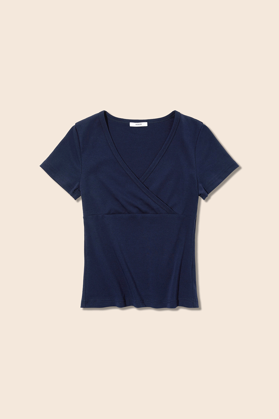 V-Neck Basic Short Sleeve Top|yescci
