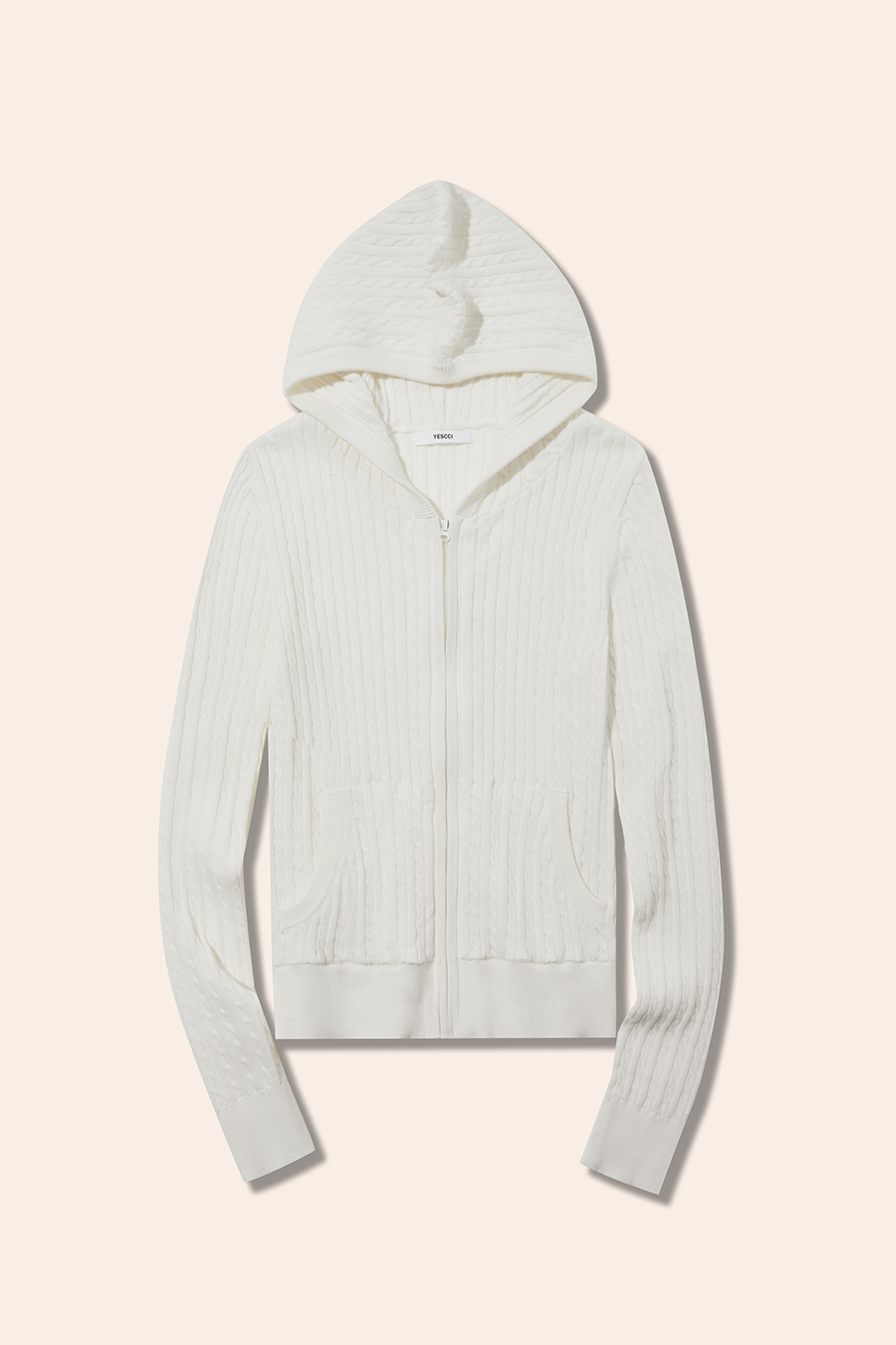Textured Knit Hooded Jacket|yescci-YESCCI.com