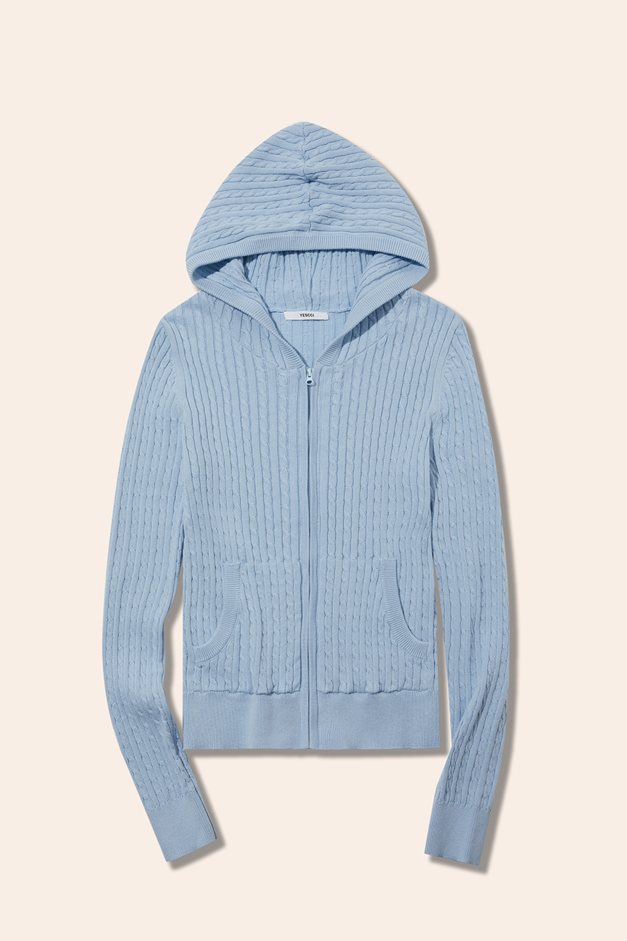 Textured Knit Hooded Jacket|yescci-YESCCI.com