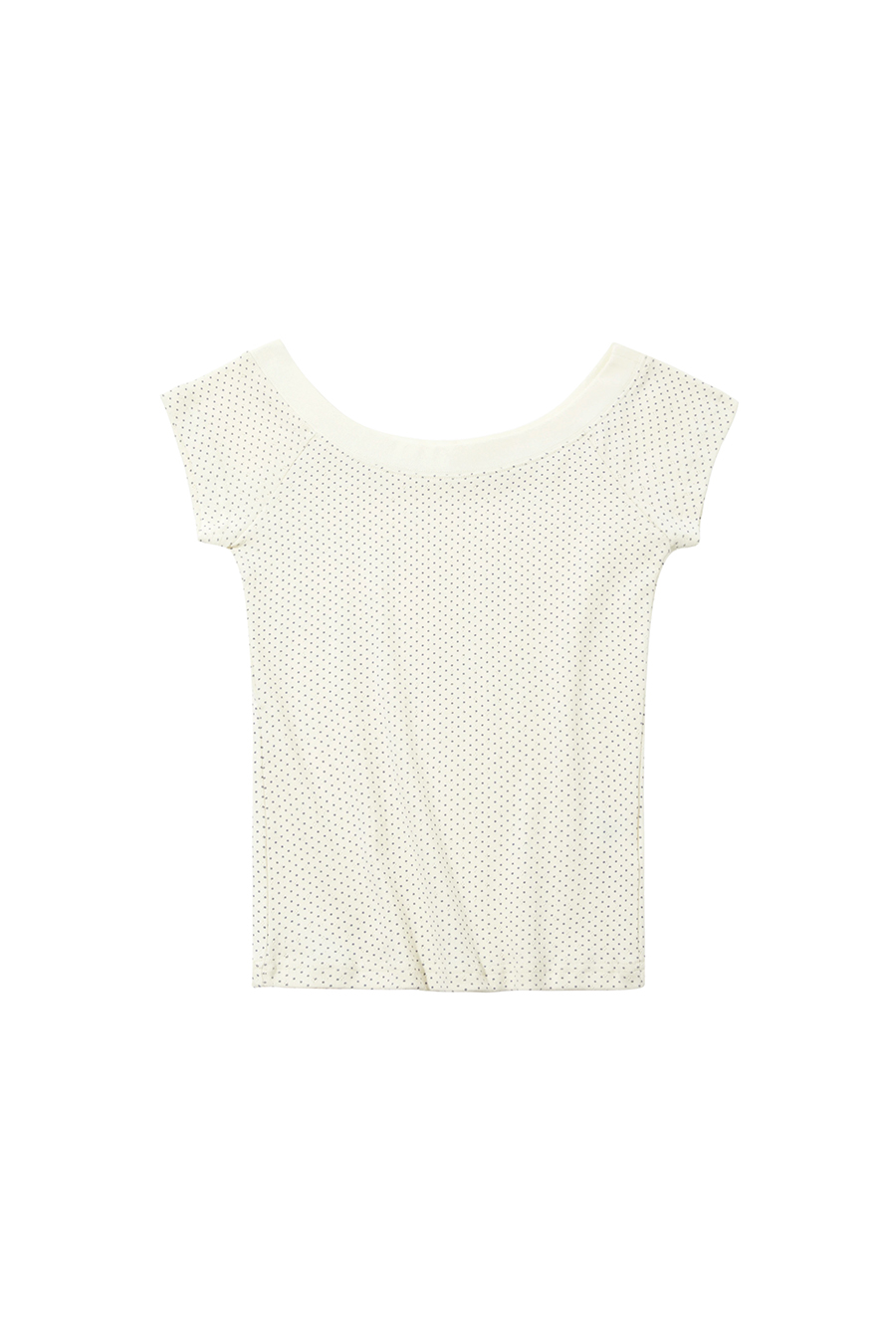 Off-Shoulder Polka Dot T-Shirt|yescci-YESCCI.com