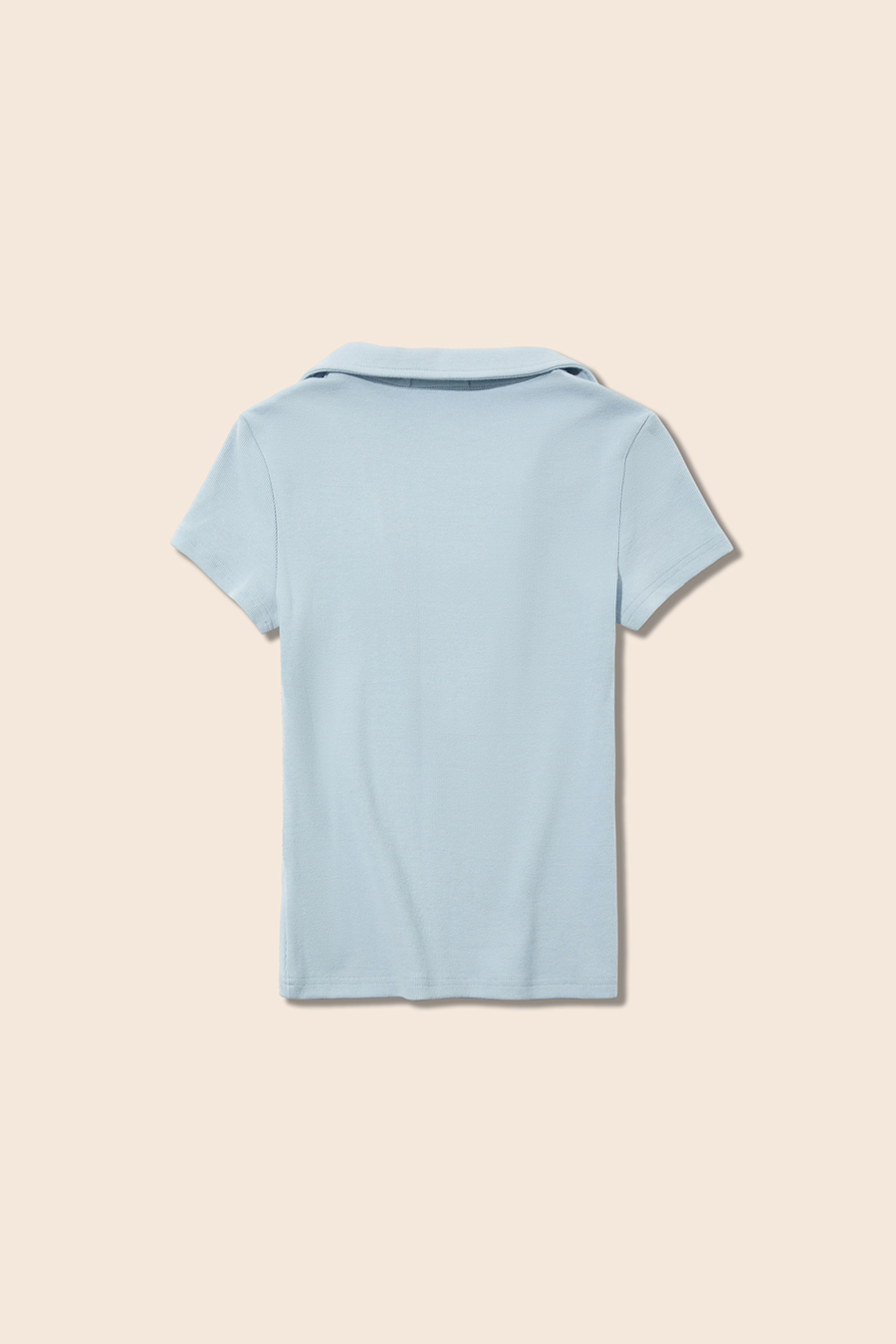 Button Placket Ribbed Polo Tee|yescci-YESCCI.com