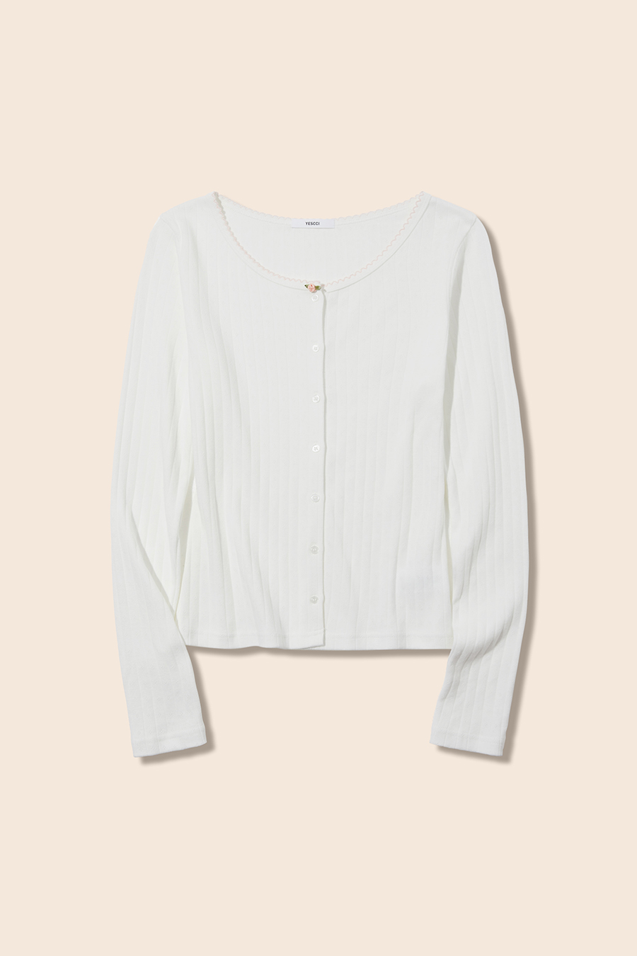 Lace-Trim Knit Shirt|yescci-YESCCI.com