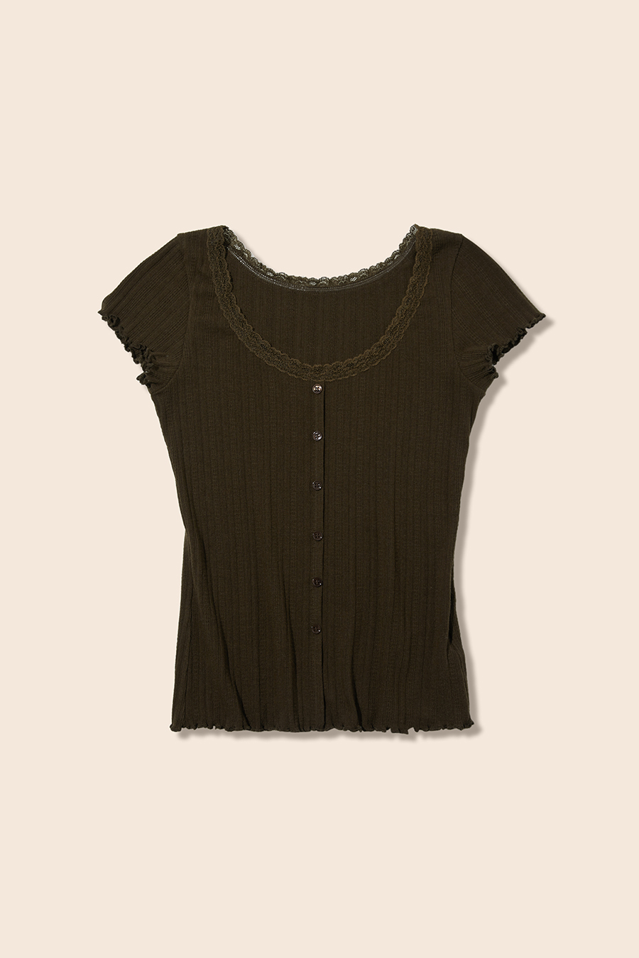 Lace Trim Knit Top|yescci-YESCCI.com