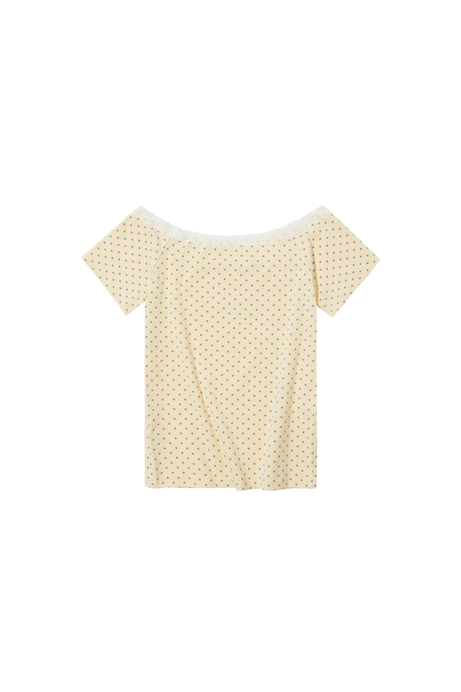 Polka Dot Lace Trim Off-Shoulder Top|yescci-YESCCI.com