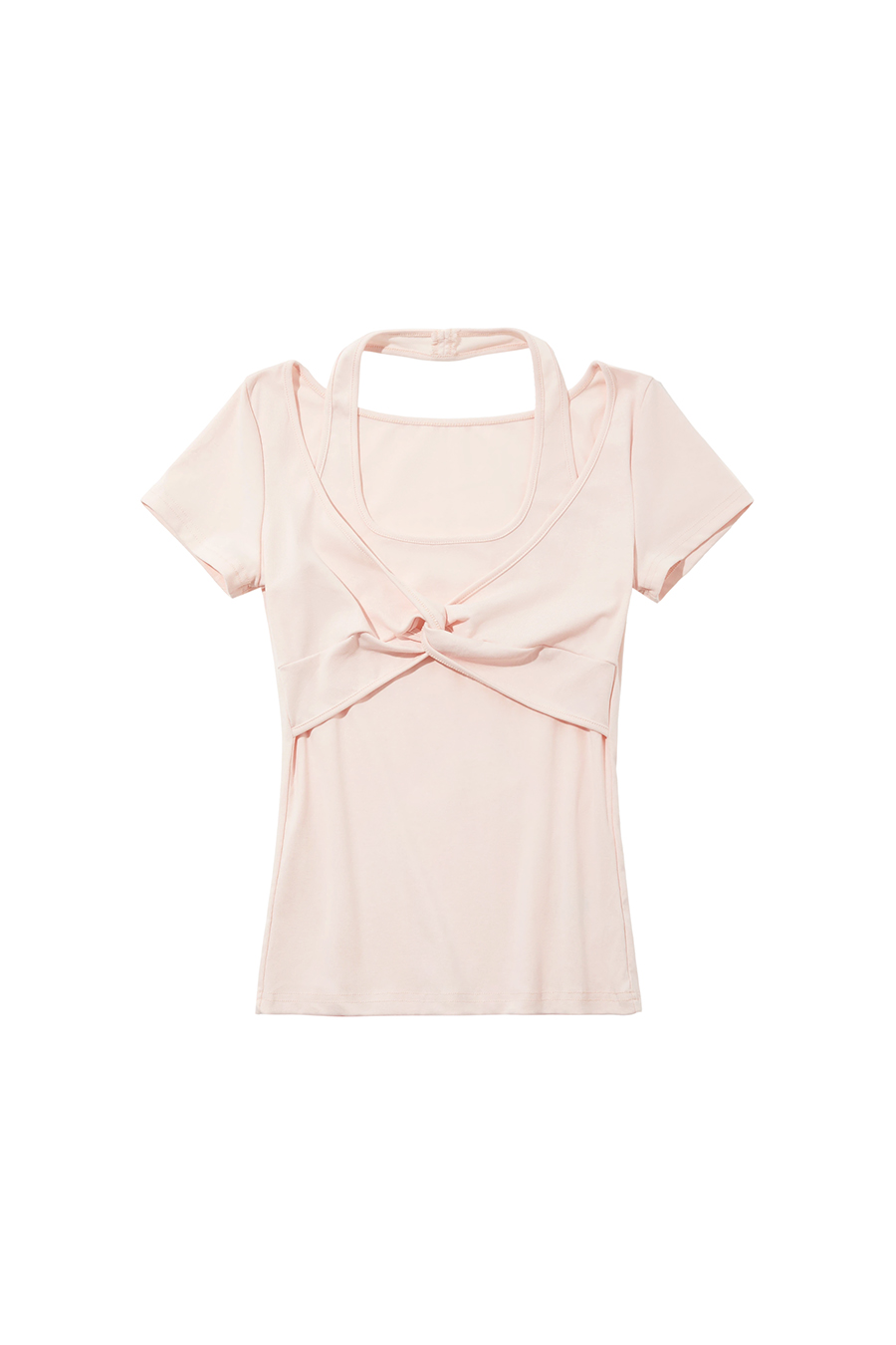 Faux Layer Halter Twist Front Tee|yescci-YESCCI.com